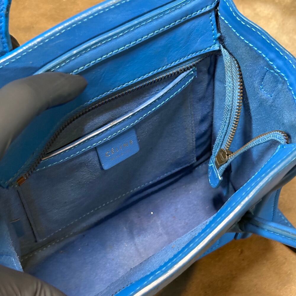 CELINE Luggage Nano Shopper Leather Tote Bag Royal Blue - Picture 10 of 10